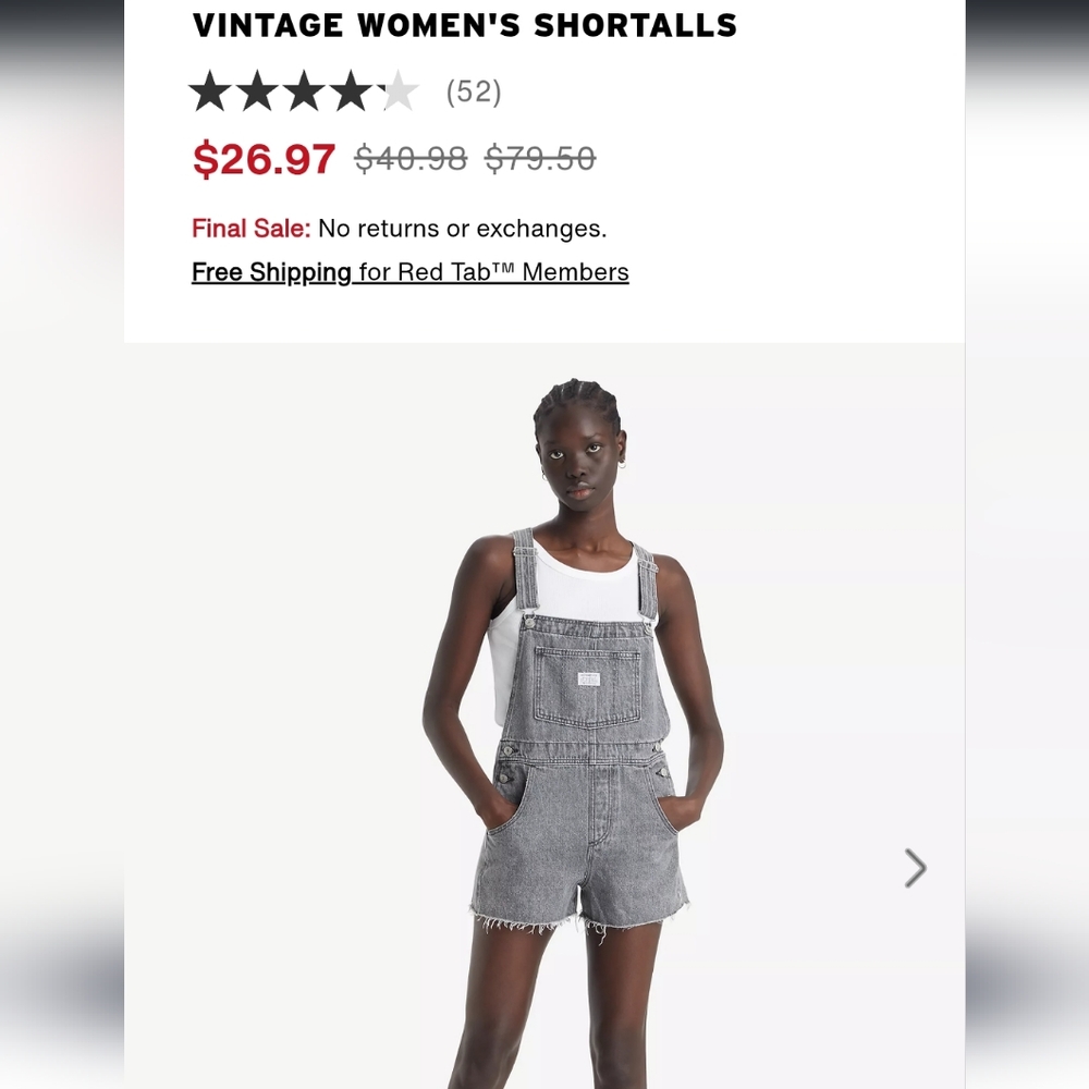 Levi Vintage Women's Shortalls (Black)